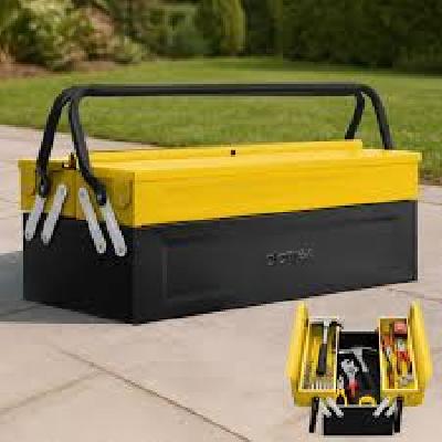 Mult-Equip Empty Tool Box With Plastic And Metal Lock Buckle With Tray 12.5 inches